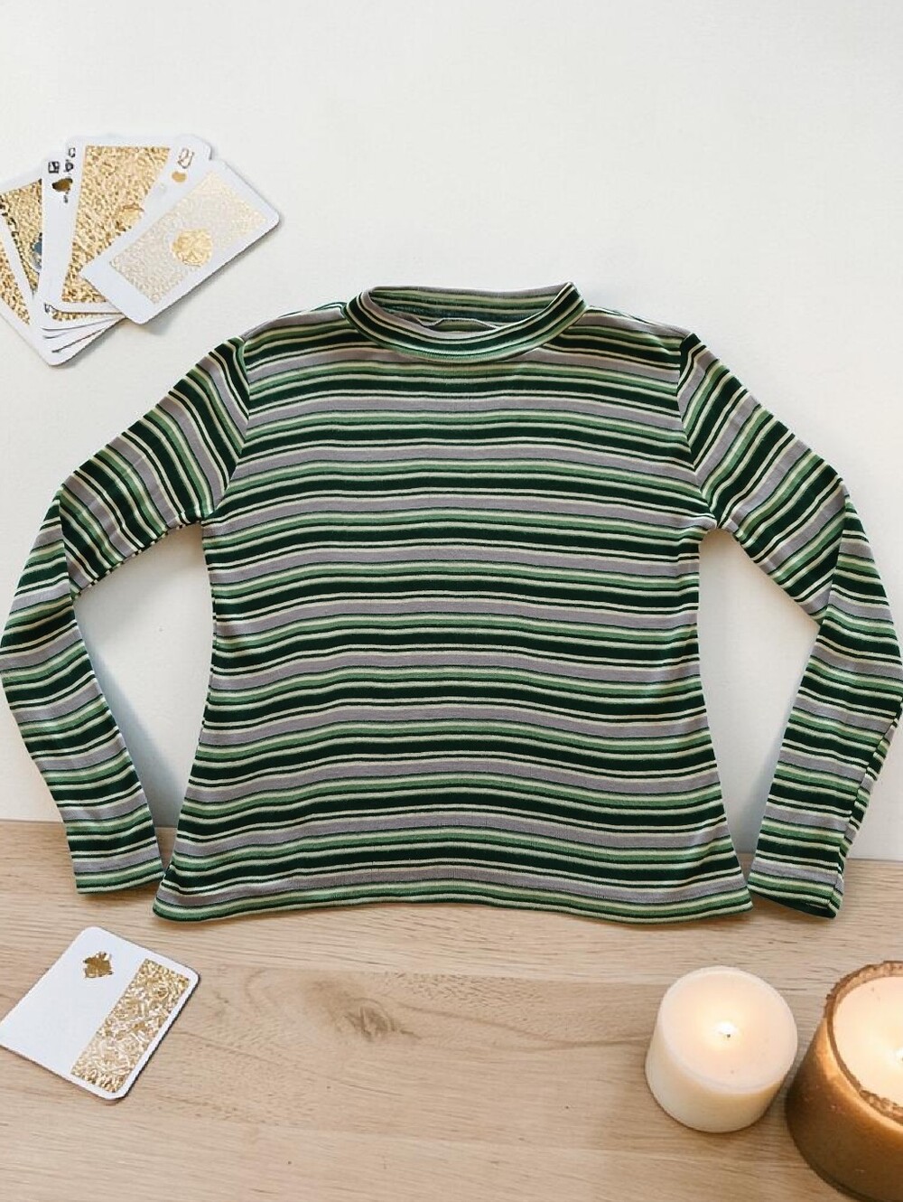 💫🩷3for20 Bundle Sale🩷💫 Striped Green Long Sleeve Crew Neck Tee